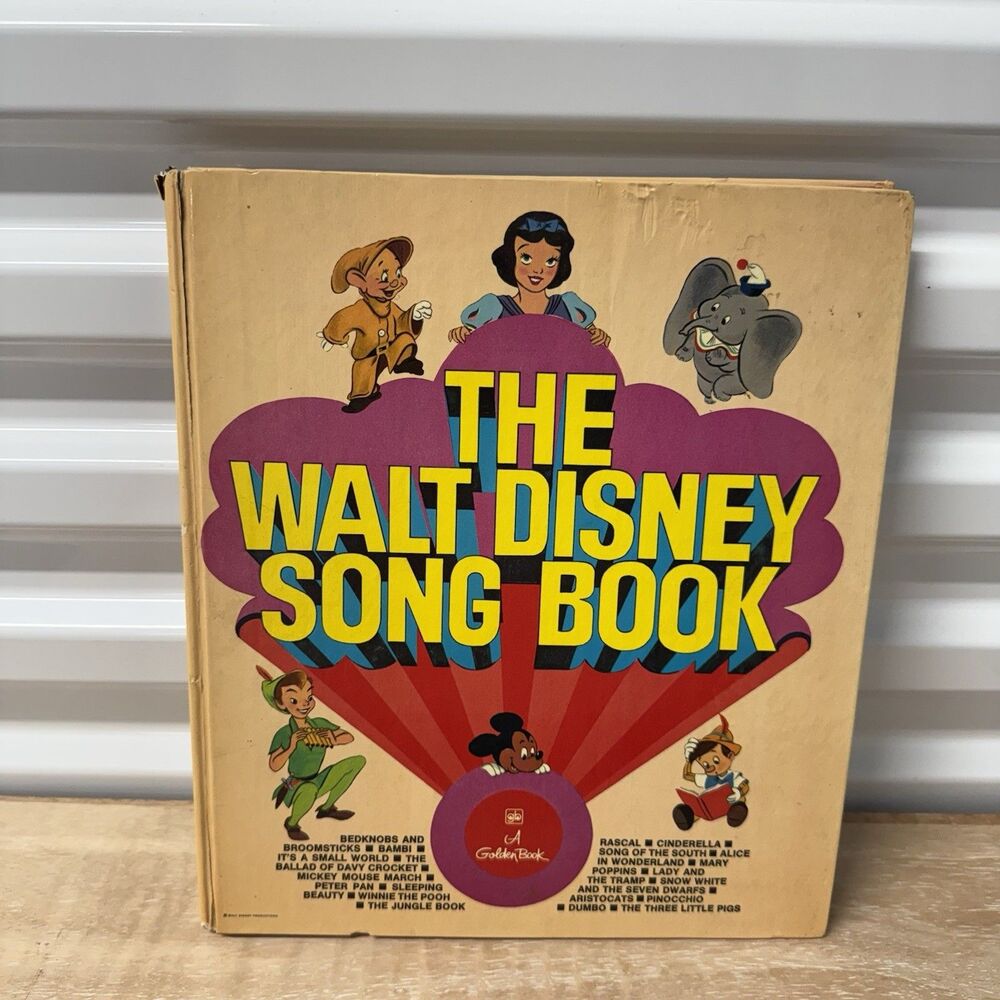 Vintage 1979 Walt Disney Song Book Golden Book Hardcover Sheet Music